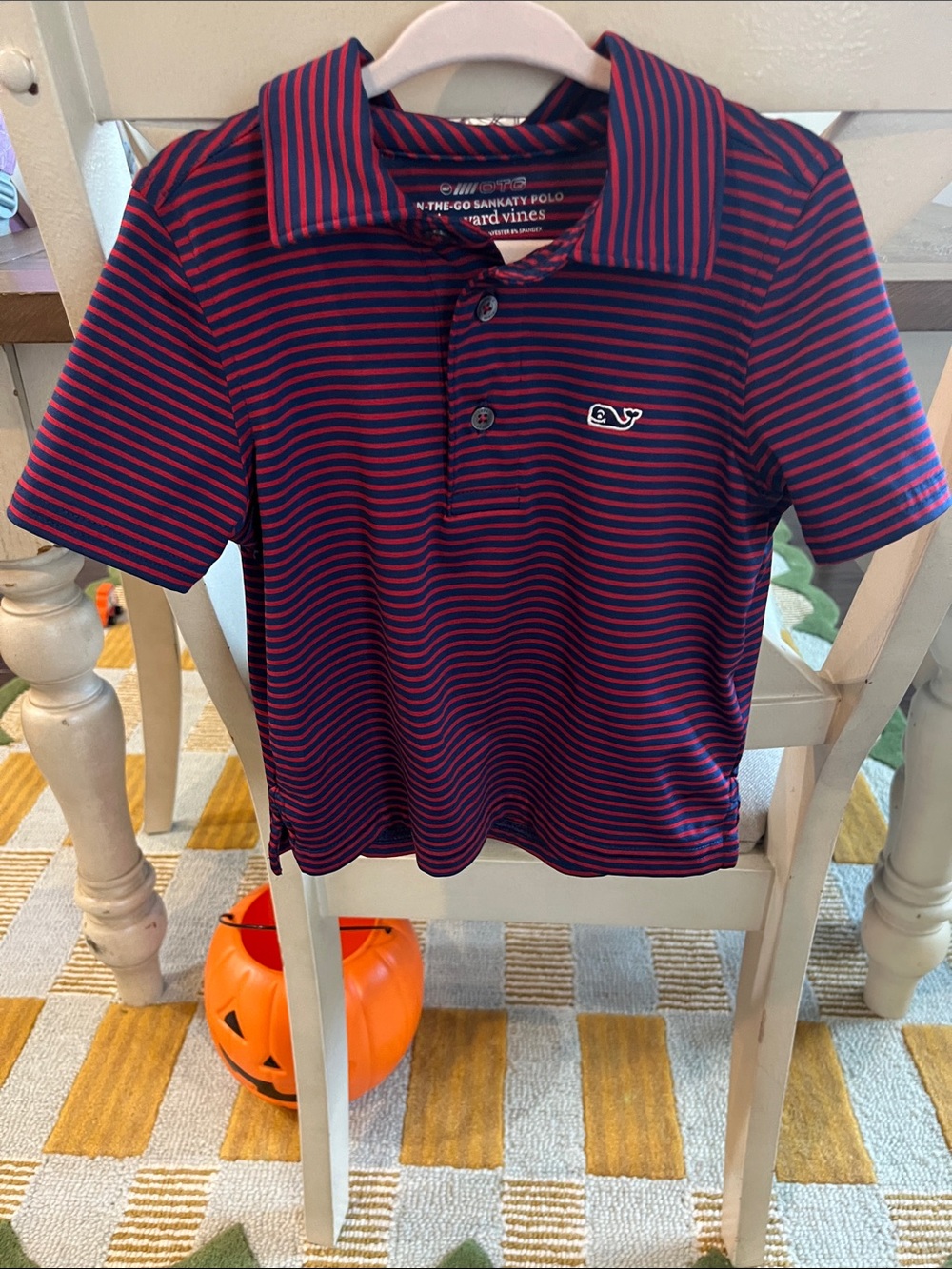 Vineyard Vines Boys Navy & Red Striped Polo